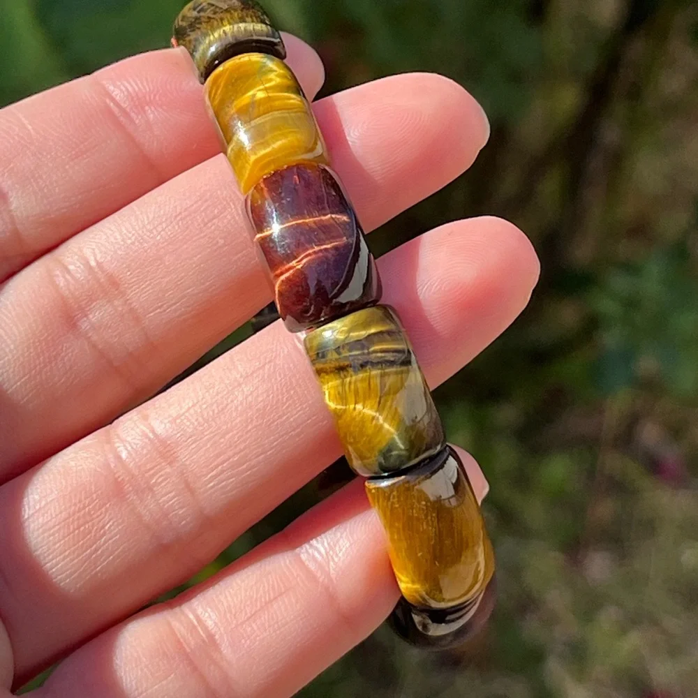 10.5mm stretchable rainbow tiger eye soft‎ bangle